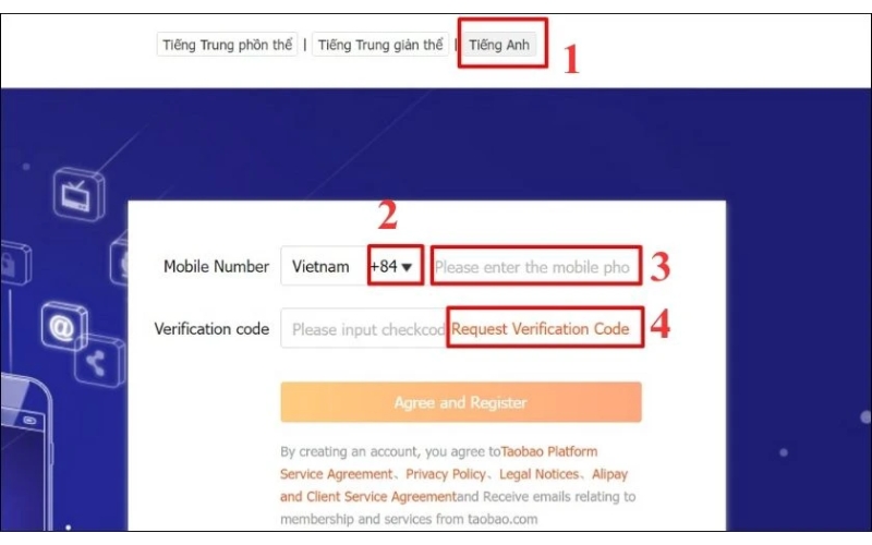 nhấp vào "Request Verification Code"